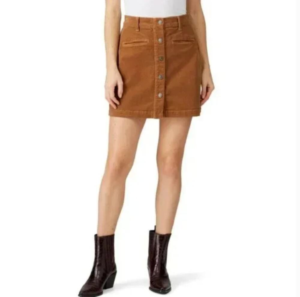 7 FOR ALL MANKIND | Brown Corduroy Button Front Mini Skirt | Size 26